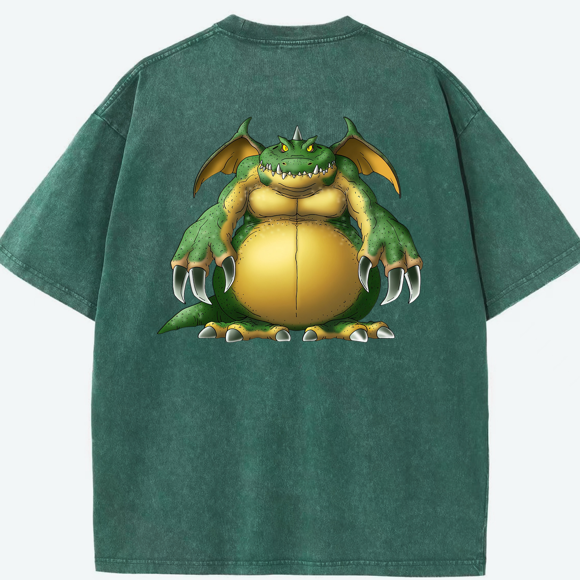 （画像用） ドラゴンクエスト Doragon Kuesuto Dragon Quest 綿100% ヴィンテージ風 半袖Tシャツ（背面プリント）